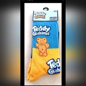 Teddy Grahams New Pair Novelty Yellow Advertising Crew Socks OSFM Fits 6-12 2024